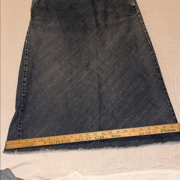 Vintage United Colors Of Benetton Jean Denim Long Skirt Blue Raw Hemline Preppy - Picture 14 of 15